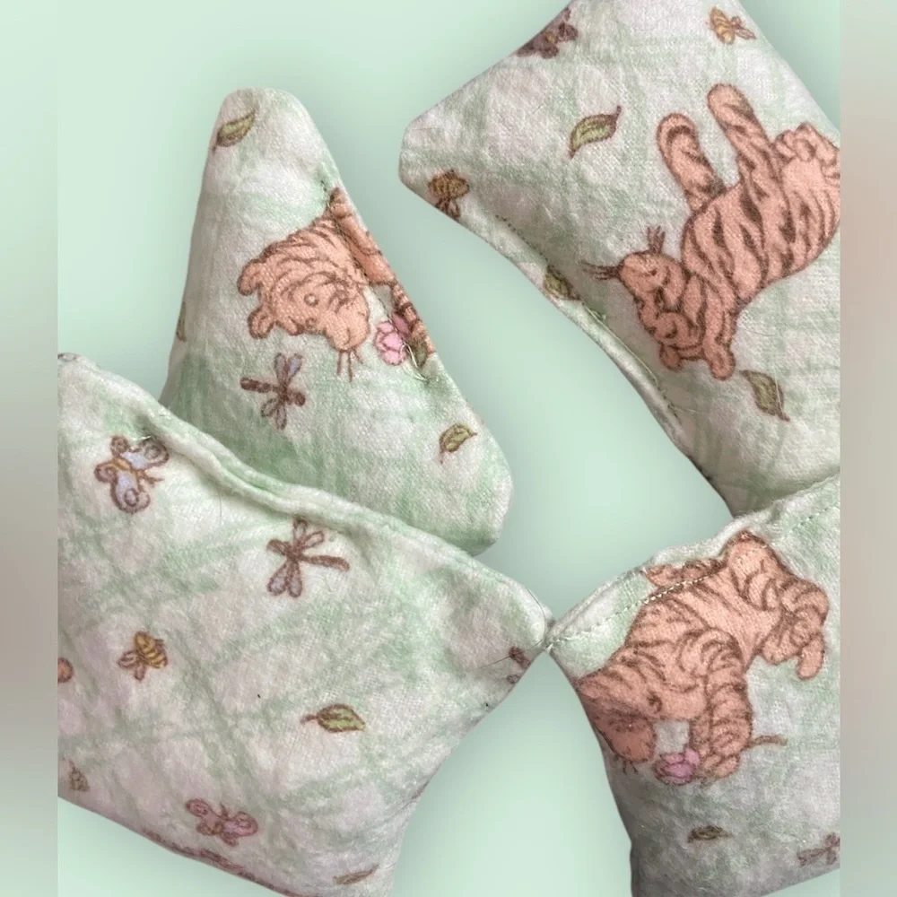 Handmade Green Tigger Print Catnip Kick Stick Toy Set (8)